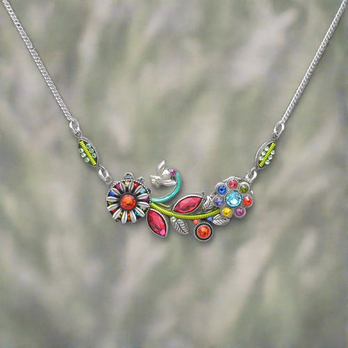 firefly jewelry botanical flower necklace- multicolor