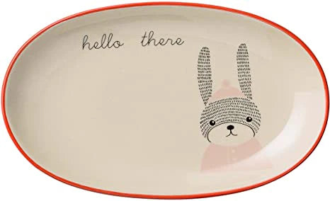 Bloomingville - Hello There Rabbit Plate - Stoneware Oval