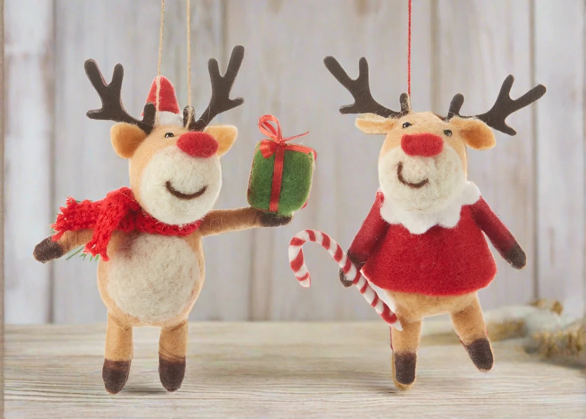 delton wool reindeer ornament
