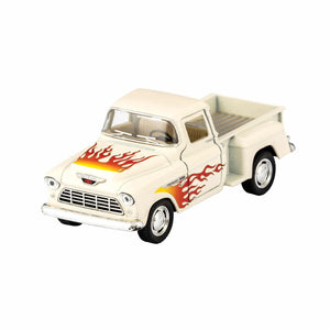 schylling toys diecast 55′ chevy pickup with flames-white