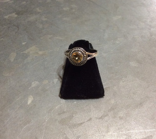 sterling silver bali style round citrine ring size 9