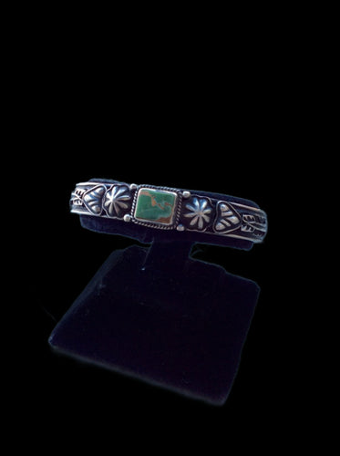 hand crafted native american cuff bracelet green turquoise center stone