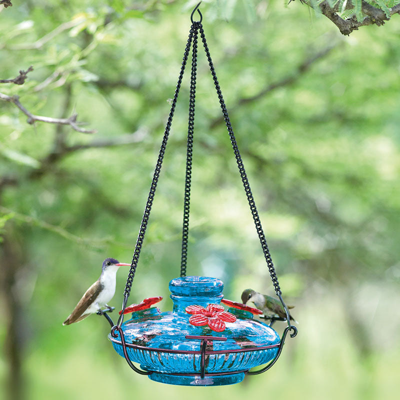 par-a-sol garden bloom perch hummingbird feeder-aqua