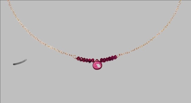 pom jewelry necklace pink garnet in gold fill