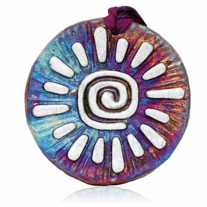 raku potteryworks spiral sun medallion ornament