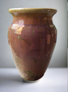 river pottery 6 3/4" copper & manganese vase-earth tone