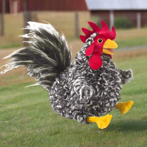 folkmanis rooster, barred rock puppet