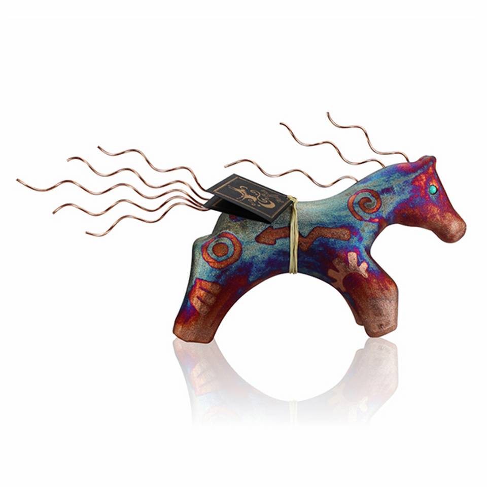 raku potteryworks spirit pony with copper & turquoise