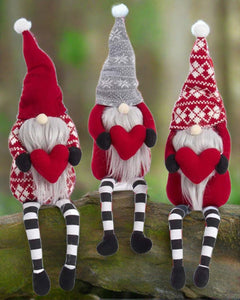 kurt adler 11" long legged gnome w/heart ornament