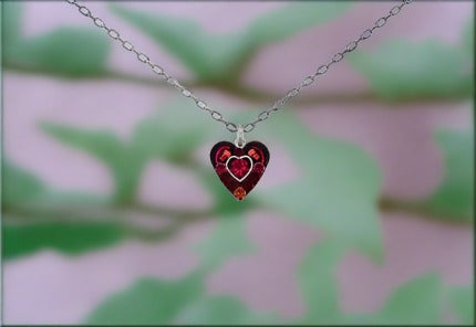 firefly jewelry small red crystal heart pendant- 8558-r