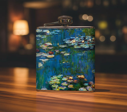 oso + bean monet's water lilies hip flask