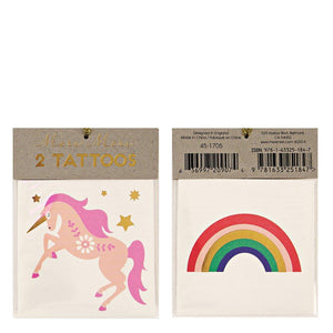 meri meri unicorn & rainbow small tattoos (x 2 sheets)