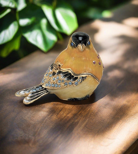 kubla crafts bejeweled gold finch box