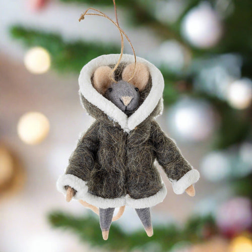 indaba felted mouse ornament- subzero sam