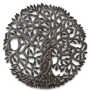 haitian tin art round tree braid