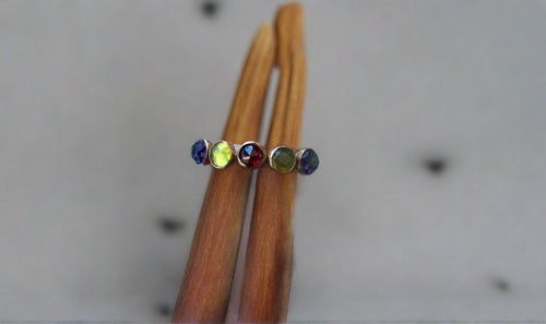 sd designs sterling silver and 14k bezel set multi-stone ring