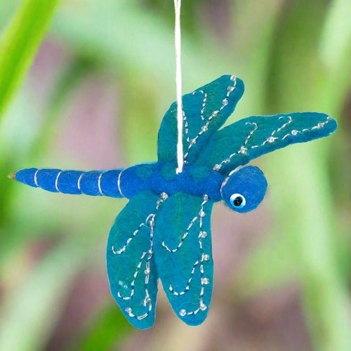 dzi handmade felted ornament: dragonfly