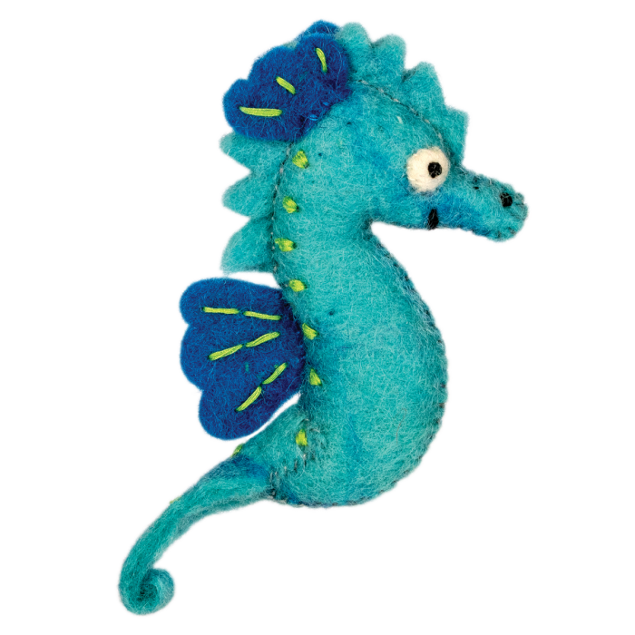 dzi handmade felted ornament: sea horse