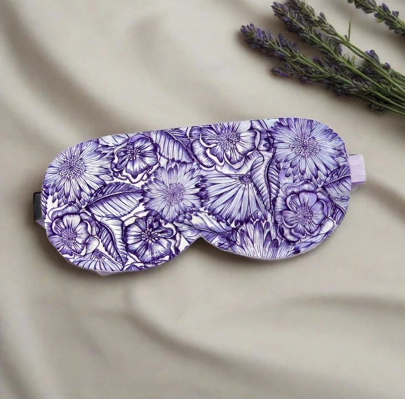 sonoma lavender- lavender sleep mask in purple bouquet satin