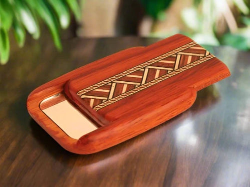 heartwood creations padauk secret mirror box- zig zag inlay