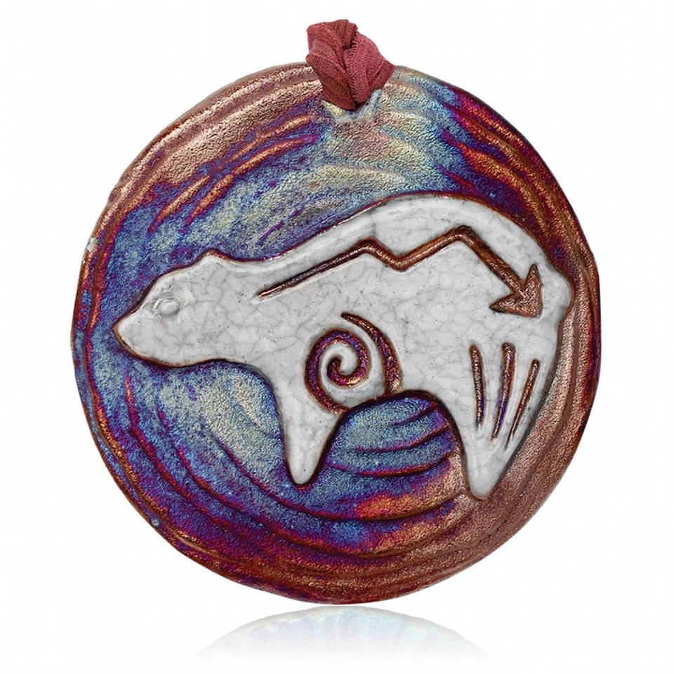 raku potteryworks fetish bear medallion ornament