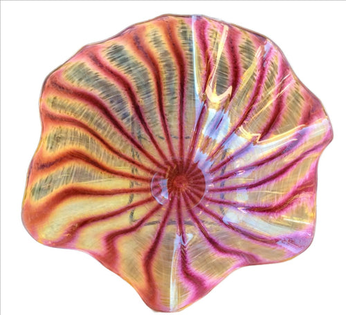 hudson glass flutter bowl-ruby/gold