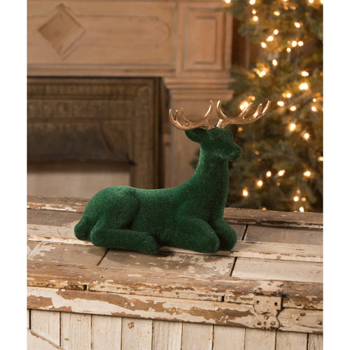 bethany lowe large emerald flocked deer