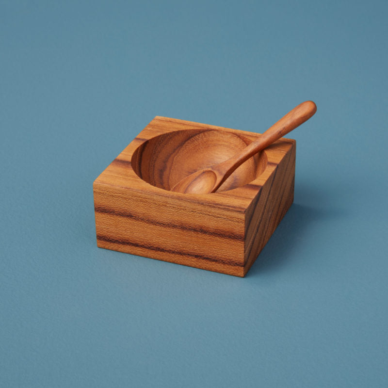 be home teak square cellar with spoon