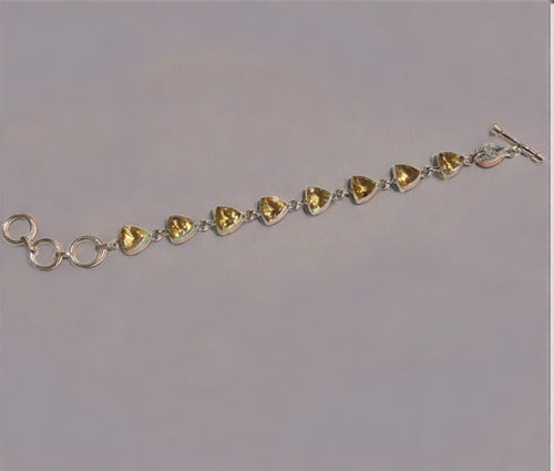 sterling silver trillion cut citrine toggle bracelet