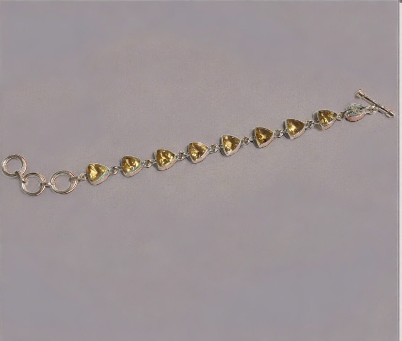 sterling silver trillion cut citrine toggle bracelet