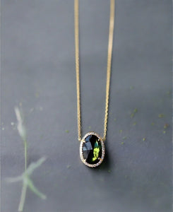 liven co. one of a kind green tourmaline necklace- yellow gold