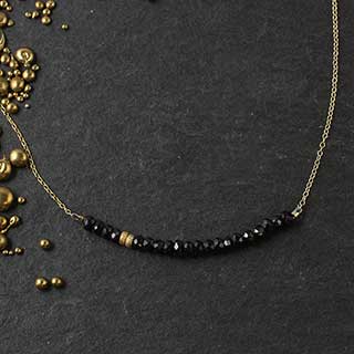 Zina Kao Black Garnet Bar Necklace with Stardust Accents (n-8b39) Media 1 of 1