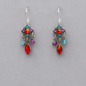 firefly jewelry milano mini diagonal with dangles earrings-multi color