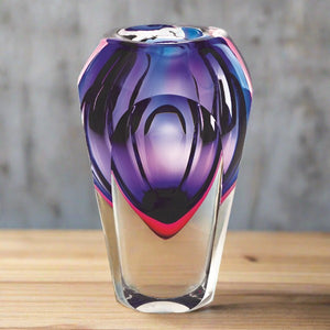 badash crystal essence murano style art glass violet 9" vase