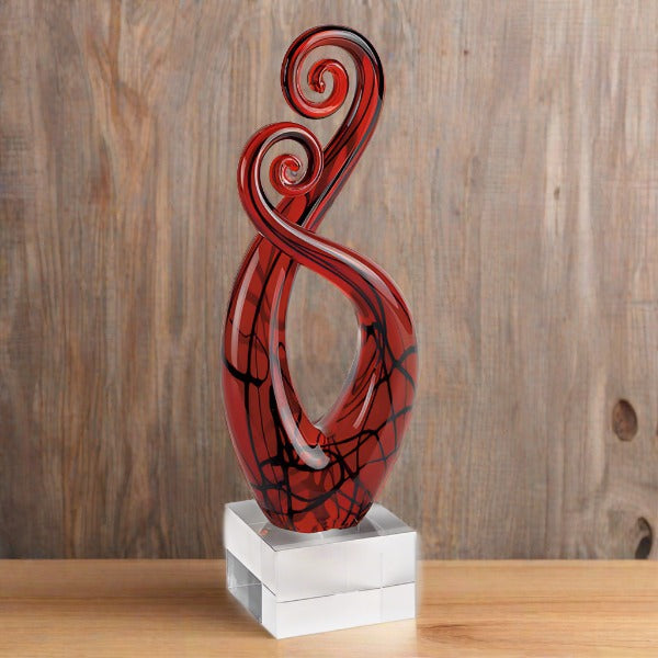 badash crystal pietro murano style art glass black and red 13