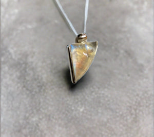 Triangle Moonstone Pendant In Sterling Silver