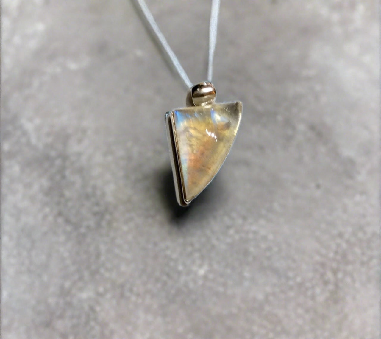 Triangle Moonstone Pendant In Sterling Silver