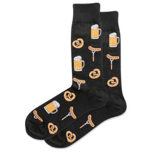 hot sox men's beer and pretzel crew socks