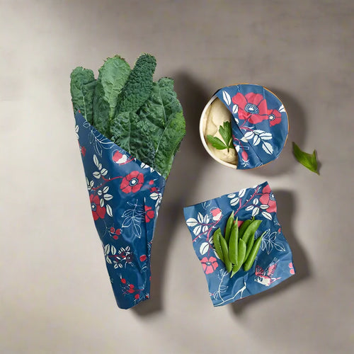 bee's wrap botanical blue assorted 3 pack (s,m,l)