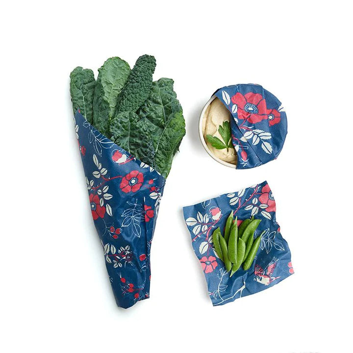 bee's wrap botanical blue assorted 3 pack (s,m,l)
