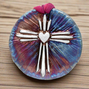raku potteryworks cross medallion ornament