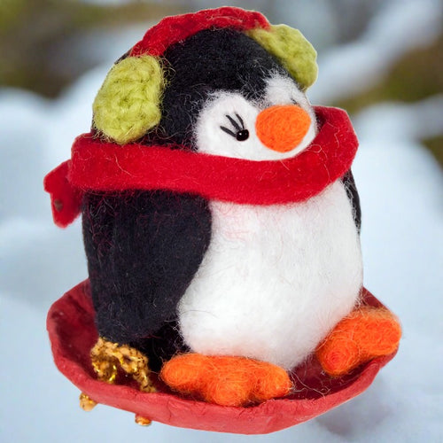 dzi handmade felted orn: polly penguin