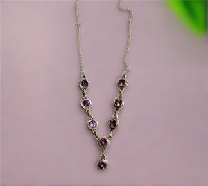 bezel set amethyst necklace in sterling silver