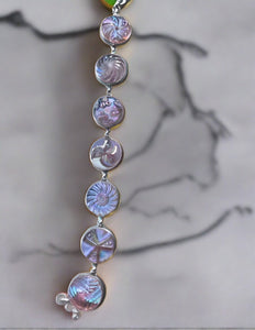 antique luster glass button bracelet- pink tones