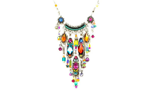 firefly milano waterfall fringe necklace-multicolor