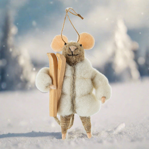 indaba felted mouse ornament- montcler