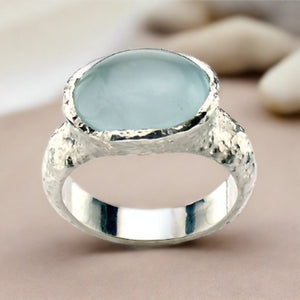 bask jewelry cabochon aquamarine ring-size 7.5