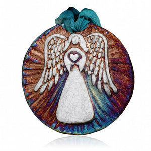 raku potterworks spirit angel medallion ornament