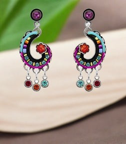 firefly jewelry small mosaic spiral w/dangles post earrings- e174p-mc