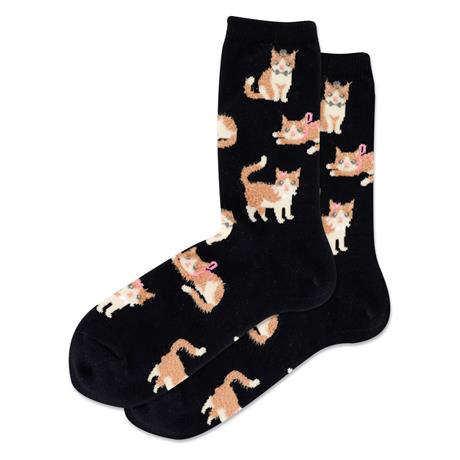 hotsox women's fuzzy cat crew socks-black